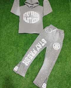 Nouveau design Survêtement Ensemble de jogging 2 pièces pour hommes Pantalon de survêtement évasé pour hommes avec sweat à capuche Survêtements - Product Image 3