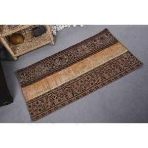 Tapis en Laine Patchwork Orange Marron Vintage 210X390cm Tapis en Peluche Fait Main Rectangle Couloir Design Latex Support Polyester - Product Image 2