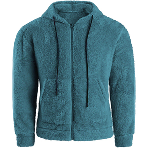 2025 New <b>Mens</b> Casual Wear Solid Long Sleeve Fluffy Fleece <b>Zip</b>-<b>up</b> <b>Cardigan</b> Coat Lined Sherpa Pullover Winter Hoodie <b>For</b> Unisex - Product Image 2