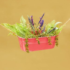 Jardinière en métal de forme ovale multicolore avec poignée, écologique, taille personnalisable pour la décoration intérieure/extérieure de la maison et du jardin - Product Image 3
