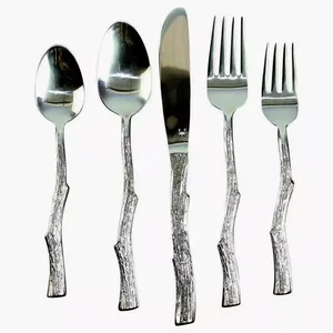 Juego de cubiertos de acero inoxidable personalizable con nuevo diseño de hojas Juego de cucharas de mesa desechables para bodas y hoteles - Product Image 6