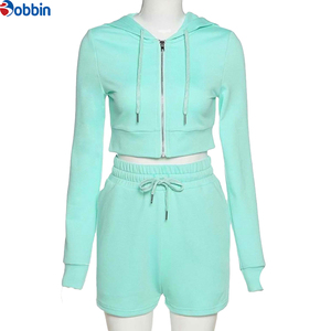 Women Crop <b>Top</b> and <b>Short</b> Set Long for Women Crop <b>Top</b> and <b>Short</b> Set Long <b>Sleeve</b> Zipper Cropped Hoodie Sets for Women Customized - Product Image 6