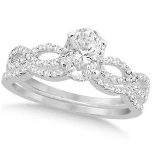 ชุดเครื่องประดับเพชรทรงรีแบบบิดเกลียว 14K ทองคำขาว 0.63 กะรัต สำหรับเจ้าสาว - Product Image 2