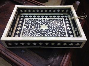 Bandeja de incrustaciones de hueso para ocasiones navideñas hechas a mano de la mejor calidad con bandeja de servicio de forma cuadrada - Product Image 6