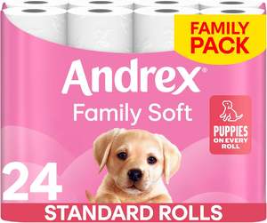 Papel Higiénico Suave Andrex Family, 24 Rollos, Suave con la Piel de su Familia, Paquete de 24 Rollos de Papel Higiénico, 170 Hojas por Rollo - Product Image 4