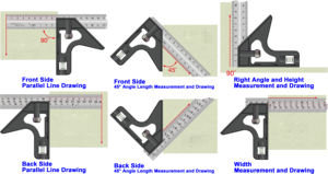 Proveedor de Taiwán OEM ODM Regla cuadrada combinada de acero inoxidable con lápiz de embrague adicional de 2 mm y base magnética 3 imanes - Product Image 3
