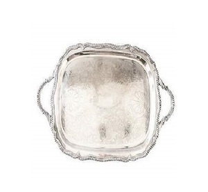 Plateau en laiton fait à la main en or personnalisé avec poignée de plateau plateaux de service rentables dans des styles et des formes uniques - Product Image 1
