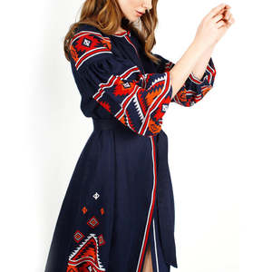 Nouveau style Ukraine Brodé à la main Manches complètes avec ballon Robes ethniques longues Ukraine - Product Image 3