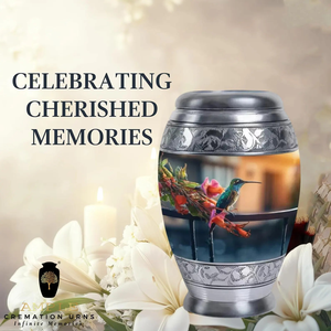 Urna de cremación con diseño de colibrí, urna de aluminio hecha a mano con revestimiento de Meena, tamaños grandes de recuerdo a prueba de fugas y grabable - Product Image 4