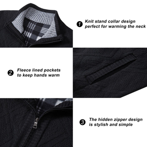2025 venta al por mayor suéteres casuales de otoño e invierno de alta calidad personalizados para hombres suéteres cárdigan con cremallera completa de algodón puro para hombres - Product Image 3