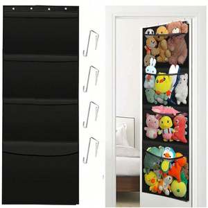 Door Hanging <b>Toy</b> Storage for Kids' <b>Toys</b> <b>Stuffed</b> <b>Animals</b> Dust-Proof Pocket Organizer Foldable Plastic Metal Material Living Room - Product Image 3
