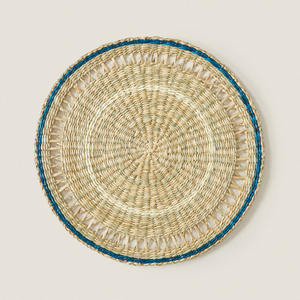 Round Seagrass Placemats Light Blue Color Wholesale Sustainable Natural Raffia Grass Placemat Art for <b>Dinner</b> <b>Table</b> Decorations - Product Image 1