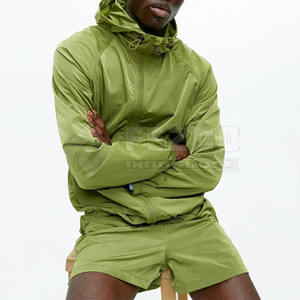 Conjunto cortavientos de nailon ligero personalizado, chaqueta con capucha de lona transpirable y pantalones largos, ropa de calle para correr en invierno - Product Image 4