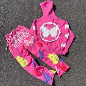 Chándal Infantil de Alta Calidad, Estilo Urbano, Bordado Desgastado, 100% Algodón, Acampanado, Transpirable y Grueso - Product Image 4