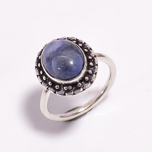 Anillo DE BODA clásico de Plata de Ley 925 elegante corte ovalado piedra preciosa de sodalita anillo fino exquisito para Aniversario de compromiso - Product Image 1