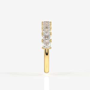 Asscher Cut Moissanite Diamond Wedding Band 9K Gold <b>Ring</b> Elegant Moissanite <b>Rings</b> - Product Image 3