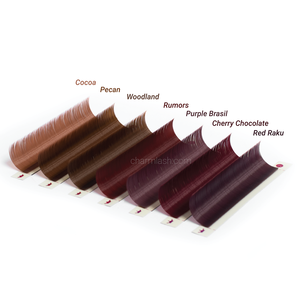Charmlash ขนตาสีน้ำตาลเข้ม PBT กล่องขนตาต่อขนตาสีน้ำตาลเข้มมีเสถียรภาพโค้งจัดส่งรวดเร็วความยาวต่างๆไม่ซ้ำกัน - Product Image 1