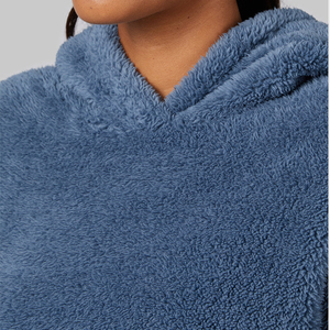 Sudadera con capucha con forro de Sherpa de invierno personalizada para mujer, jersey de lana cálida de peso pesado, Sudadera con capucha de gran tamaño con logotipo frontal, cuello con capucha, la mejor calidad - Product Image 4