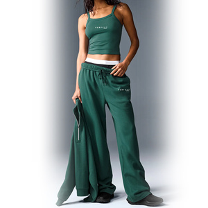Top Selling Unisex 100% Cotton <b>Fleece</b> French Terry Joggers Straight Wide Leg Sweatpants Casual Wear Custom Logo <b>Trousers</b> - Product Image 2