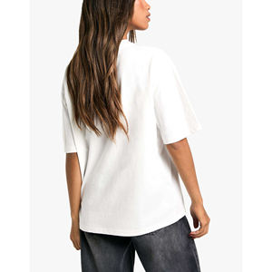 Camiseta de algodón para mujer Diseñador Liso O-cuello Manga corta Color y tamaño personalizados Venta al por mayor Camiseta en blanco - Product Image 5
