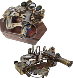 Laiton antique Travail Marine Sextant Collection Astrolabe Instruments Marine Navires nautique Sextant Navigation Instrument boîte - Product Image 2
