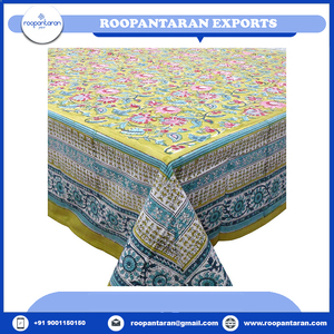 Gran oferta, mantel Rectangular blanco, bloque de mano impreso, artesanía atemporal, manteles de algodón puro a la venta - Product Image 2