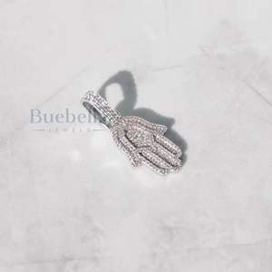 Joyería de Hip Hop, Collar personalizado helado, colgante de Moissanite Hamsa, colgante de plata 925 VVS Mossanite para mujer - Product Image 2