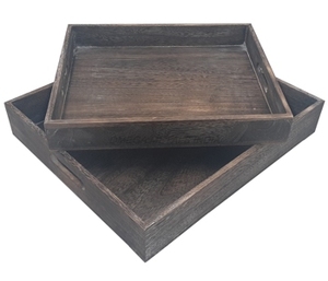 Plateau décoratif carré en bois brun foncé pour la présentation et le rangement sur le comptoir, pour une présentation élégante à la maison - Product Image 6