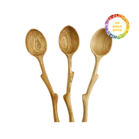 Ensemble de couverts en bois naturel flexible de qualité supérieure, cuillère, fourchette, couteau, durables, écologiques, lavables au lave-vaisselle, pour café, restaurant