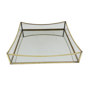 Plateau de miroir perforé rond décoratif gris lavage verre et plateau en laiton décoration de la maison maison noël décoratif fer Design - Product Image 3