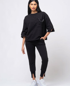Conjunto deportivo de 2 piezas de talla grande para mujer con logotipo personalizado Sudadera con capucha de manga larga Jersey transpirable Chándales Sudadera estampada de maternidad - Product Image 1