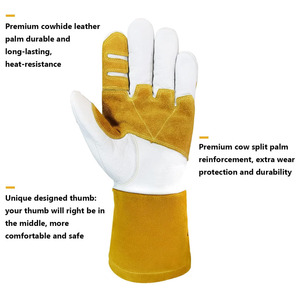 Vente en gros de gants de soudage Tig en cuir de chèvre renforcé à l'abrasion résistant à la chaleur gants de barbecue en grillade - Product Image 3