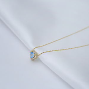 Aigue-marine CZ Pierre Coeur Conception Argent Charme Collier Turc Fabriqué À La Main En Gros 925 Bijoux En Argent Sterling - Product Image 3