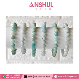 Exhibiting Highest Standard Best Quality Hot Selling Green Color Healing Amazonite Round <b>Gemstone</b> Beaded <b>Bracelet</b> for Sale - Product Image 5
