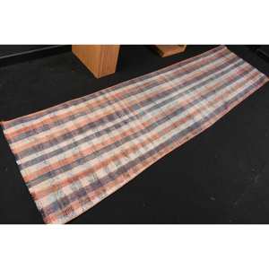 พรมเย็บปะติดปะต่อกันสีฟ้าสีส้มที่ทันสมัย2.7 x 9.5ft ผ้าขนสัตว์โพลีเอสเตอร์วิสคอสลาเท็กซ์ด้านหลังสำหรับวัยรุ่นออกแบบห้องโถงสี่เหลี่ยมสำหรับการใช้ชีวิต - Product Image 2