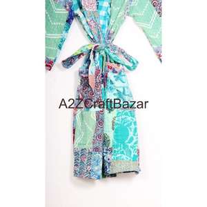 Chaqueta Kimono Kantha Hecha a Mano, Elegante y Suave, 100% Algodón, Corta, para Primavera, Otoño e Invierno, con Estampado Floral, Transpirable y Suave - Product Image 6