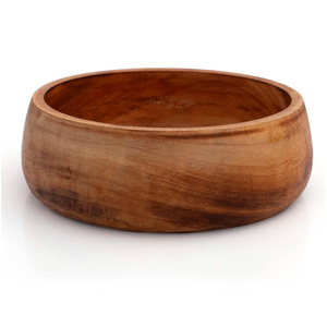 Tazón grande de madera ecológico para servir ensalada de frutas con utensilios para servir tazón de mezcla para preparación de fiestas Uso de mostrador de cocina - Product Image 6