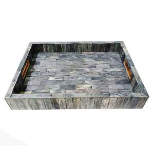 Plateau marocain artisanal en os incrusté, chocolat et beige, design personnalisé, multifonctionnel, bohème, pour Diwali, thé, fruits, bonbons - Product Image 2