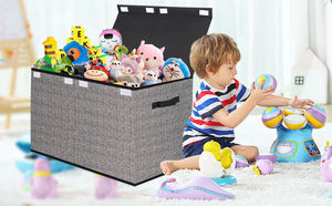 Cloth <b>Storage</b> Bins with Lids Foldable Large Toy <b>Storage</b> Chest Bins <b>Cubes</b> Organizer Box for Kids - Product Image 4
