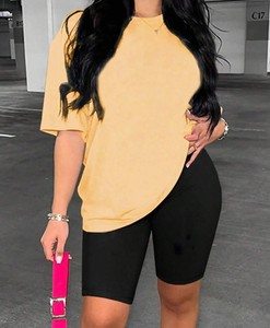 <b>100</b>% Cotton Stylish 2 Piece Set Women High Quality Custom Design Shorts Shirt New Plain Breathable Women's Sets - Product Image 4