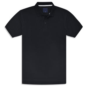 Polo informal ecológico de algodón de alta calidad 100% para hombre, diseño de patrón sólido, estilo Piqué liso negro, Technics Plain - Product Image 1