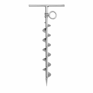 Ancla <span class=keywords><strong>de</strong></span> suelo <span class=keywords><strong>de</strong></span> acero inoxidable 316 con espiral completa y mango en T, tipo tornillo para arena, para tiendas <span class=keywords><strong>de</strong></span> campaña, kayaks, motos acuáticas y fijación en playa - Product Image 1