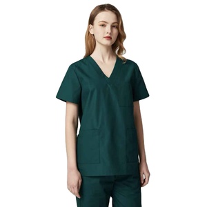 Ensemble de tenue médicale unisexe pleine taille en coton et polyester respirant, uniforme d'infirmière à manches courtes, combinaison de médecin - Product Image 1