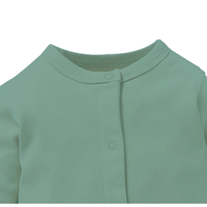 Combinaison pour bébés à pieds au prix de gros, barboteuse solide super douce avec boutons-pression pour tout-petits garçons - Product Image 5