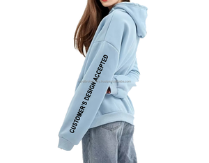 Street Style Custom Logo Cotton Fleece Heavyweight Pullover Women Oversized Blank <b>Plain</b> <b>Sweatshirt</b> Lounge Hoodie With Pockets - Product Image 1
