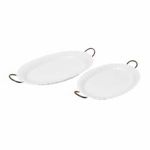 Plateau de service élégant en acier galvanisé avec poignée, revêtement blanc, pour restaurants et hôtels, plateaux de service décoratifs pour aliments - Product Image 4