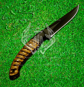 Cuchillo de cocina de acero D2 con revestimiento de polvo negro personalizado, alta calidad, mango de madera, envoltura de cuero, corte suave - Product Image 2