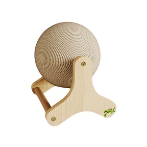 Jouet grattoir pour chat en sisal et bois en forme de boule avec support interactif - Product Image 3