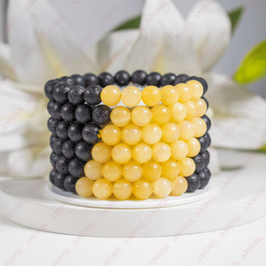 Collection exclusive de bracelets diffuseurs en calcite miel style hip-hop, perles rondes de 8 mm, pour le quotidien, le yoga et la méditation - Product Image 1