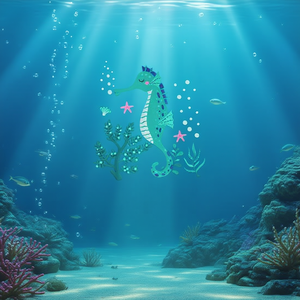 Camiseta de Manga Larga con Diseño de Caballito de Mar para Niños, Promocional, Diseño de Animales de Acuario - Product Image 3